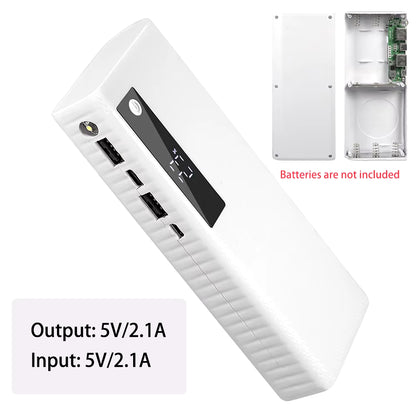 DIY Battery Power Bank Box 5 Slots 21700 Battery Power Box 5V/2.1A Dual Port Output Power Bank Portable Power