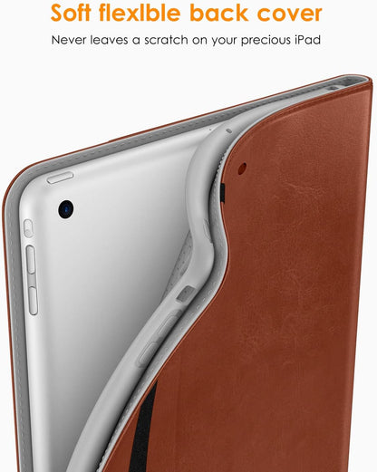 for Ipad Mini 1 2 3 Case, Premium Leather Folio Stand Cover Case with Multi-Angle Viewing and Auto Wake-Sleep Function, Front Pocket for Ipad Mini 1/Mini 2/Mini 3 - Brown