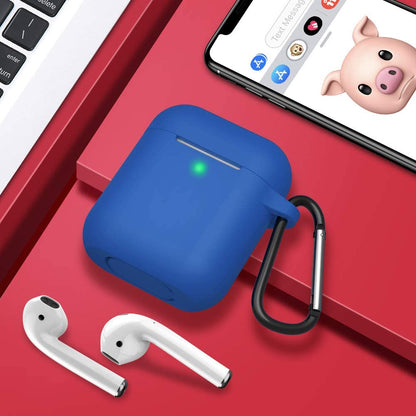 Silicone Case Compatible with Apple Airpods 1&2 Wireless and Wired Charging Case(Front LED Visible),Blue