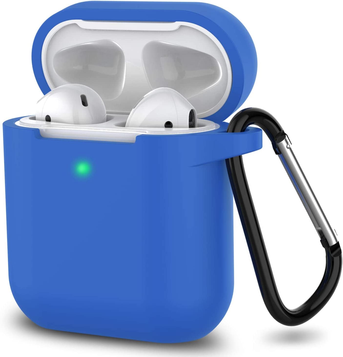 Silicone Case Compatible with Apple Airpods 1&2 Wireless and Wired Charging Case(Front LED Visible),Blue